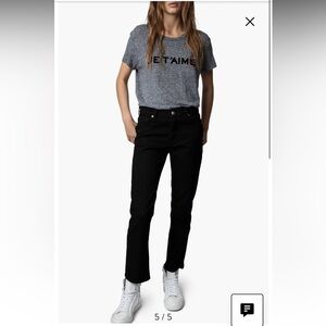 ZADIG & VOLTAIRE Sold Out Short Sleeve Walk Chine Je Taime Flock Tee Medium